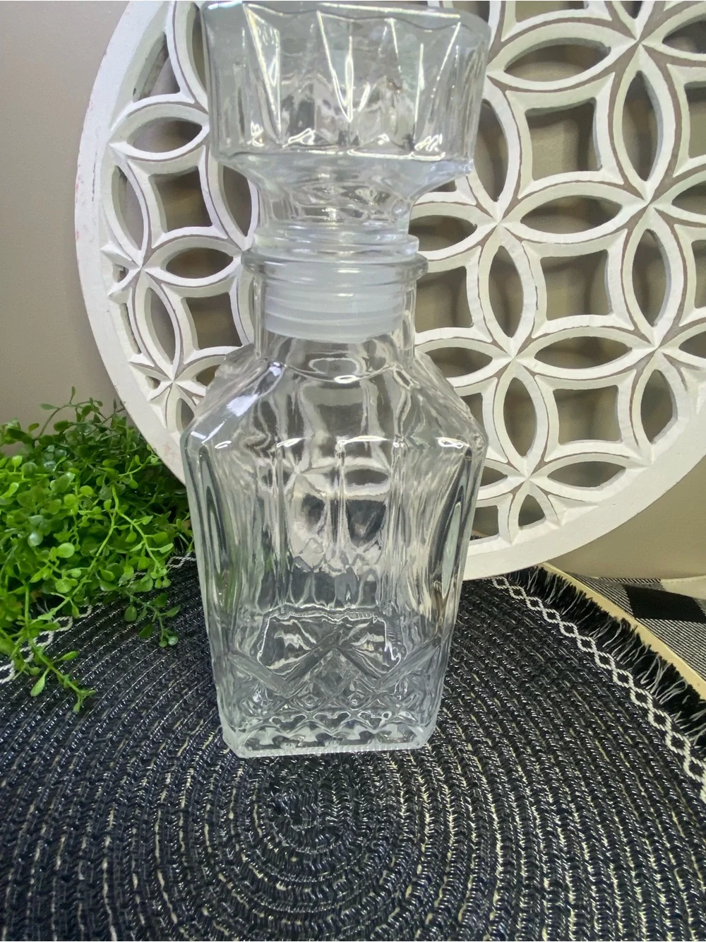 Vintage Bormioli Rocco Square Decanter With Square Topper 32oz & 9 1/2